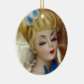 Lady Head Vase Hair Blume Blue Gloves Extravagant Keramik Ornament (Rechts)