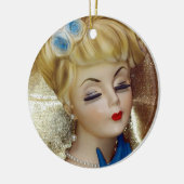 Lady Head Vase Hair Blume Blue Gloves Extravagant Keramik Ornament (Links)