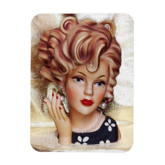 Lady Head Vase Sassy Spiral Hair Schönheit in Schw Magnet
