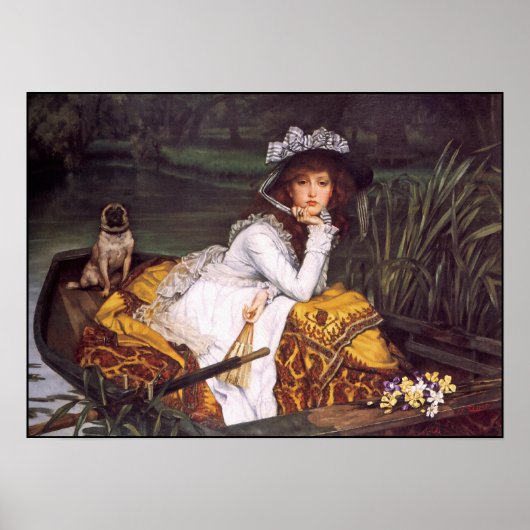 Lady & Her Pet Mops in einem Boot von James Tissot Poster (Vorne)
