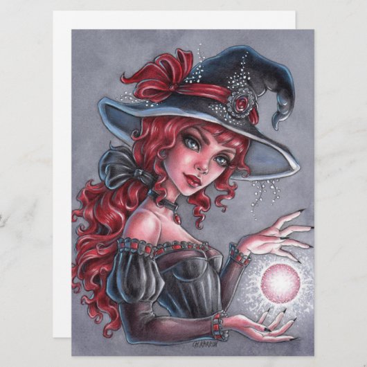 Lady Hexe Female Fantasy Hat Magic Art Card (Vorne/Hinten)