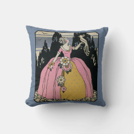 Lady Holding a Bird, Vintag Viktorianisch Kissen