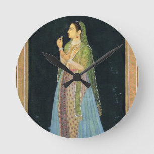 Lady holding a blossom, from the Small Clive Album Runde Wanduhr