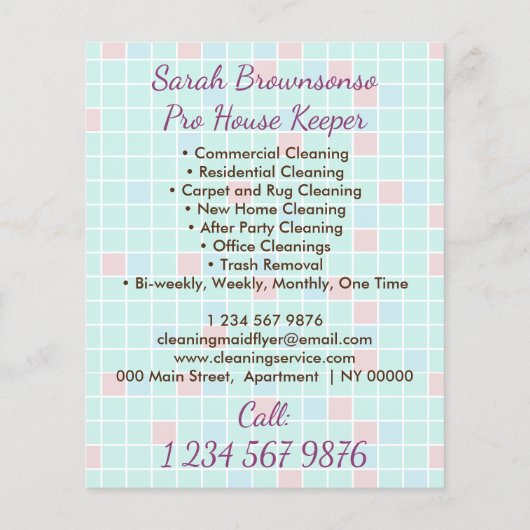 Lady House Keeper Maid Janitorial Cleaning Service Flyer (Hinten)