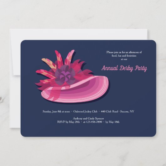 Lady Hut 2 Derby-Party Einladung (Vorderseite)