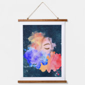 Lady im Gesicht abstrakt Wandteppich Mit Holzrahmen (Vorderseite)