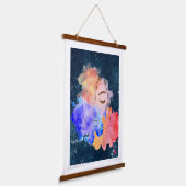 Lady im Gesicht abstrakt Wandteppich Mit Holzrahmen (Gewinkelt)