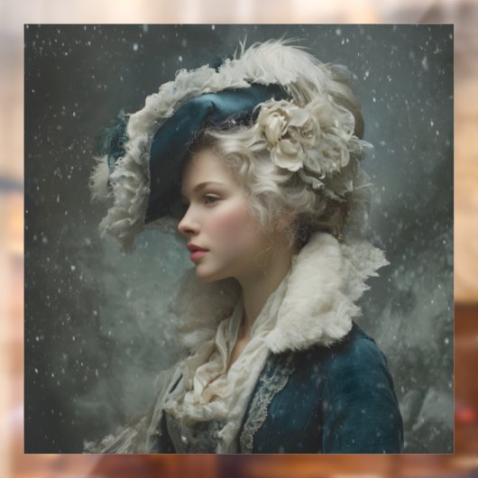 Lady im Winter Fensteraufkleber (Blatt 2)