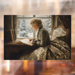 Lady im Winter Fensteraufkleber