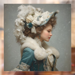 Lady im Winter Fensteraufkleber