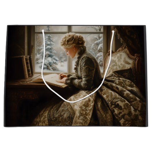 Lady im Winter Große Geschenktüte (Vorderseite)