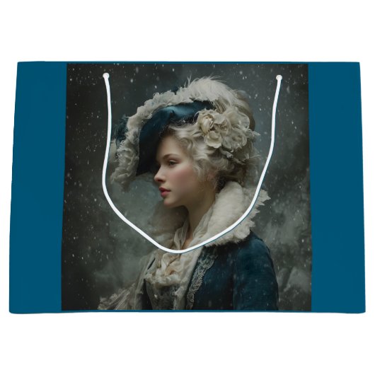 Lady im Winter Große Geschenktüte (Vorderseite)