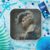 Lady im Winter Pappteller (Party)