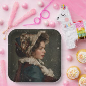 Lady im Winter Pappteller (Party)