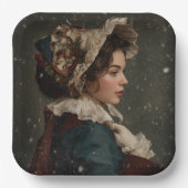 Lady im Winter Pappteller (Vorderseite)