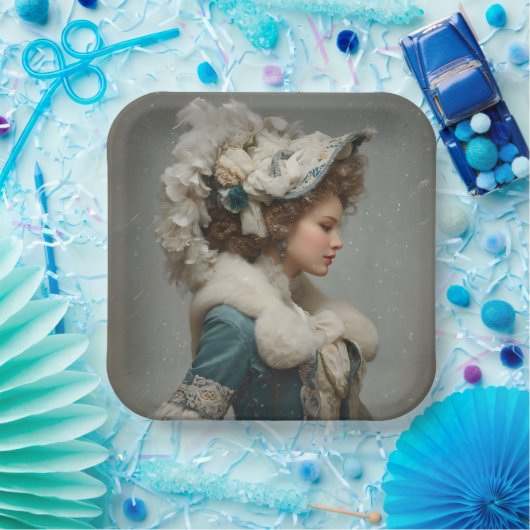 Lady im Winter Pappteller (Party)