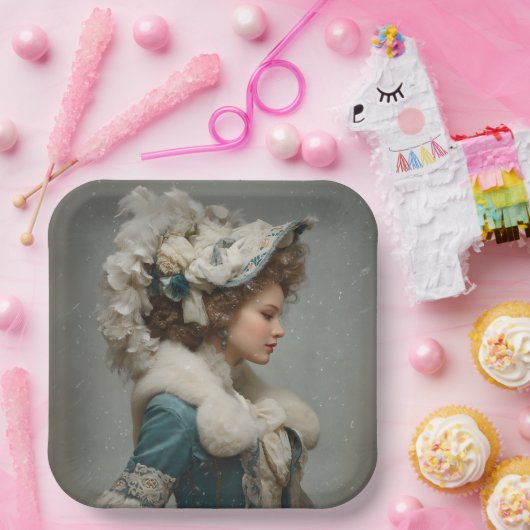 Lady im Winter Pappteller (Party)