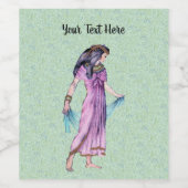 Lady in antiken ägyptischen Kleidung Holding Scarf Weinetikett (Einzelnes Label)