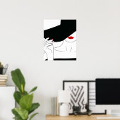 Lady in Black Hat mit Red Lipstick Line Art Poster (Heimbüro)