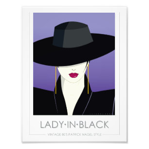 Lady in Black - im Stil der 80er Patrick Nagel Fotodruck