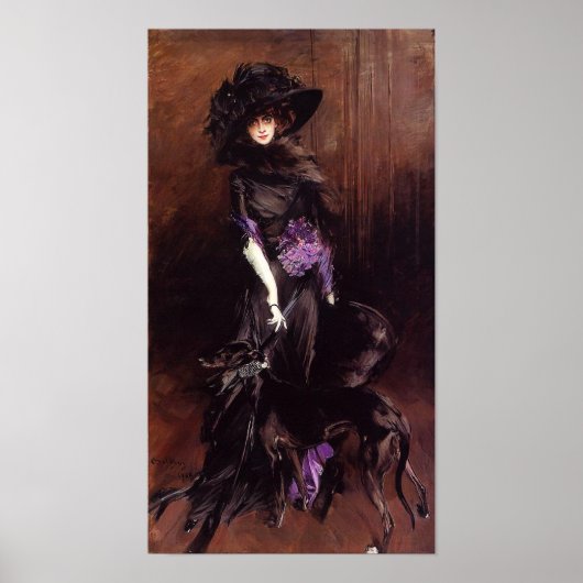 Lady in Black mit einem Greyhound Poster (Vorne)
