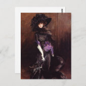 Lady in Black mit einer Grauhound-Postkarte Postkarte (Vorne/Hinten)