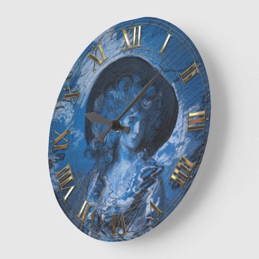 Lady in Bleu Große Wanduhr (Winkel)