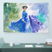 Lady in Blue Dress - Aquarellmalerei Banner (Messe)
