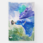 Lady in Blue Dress - Aquarellmalerei Banner (Vertikal)
