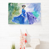 Lady in Blue Dress - Aquarellmalerei Banner (InSitu)