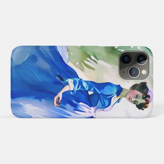 Lady in Blue Dress - Aquarellmalerei Case-Mate iPhone Hülle (Rückseite (Horizontal))