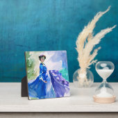 Lady in Blue Dress - Aquarellmalerei Fotoplatte (InSitu)