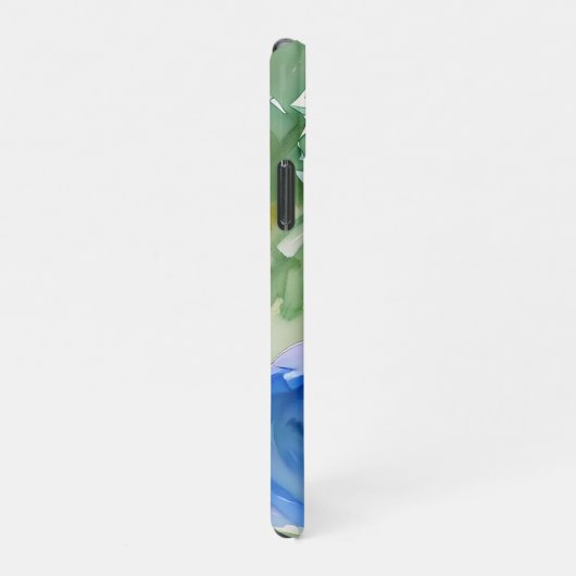 Lady in Blue Dress - Aquarellmalerei iPhone Hülle (Rechte Seite)