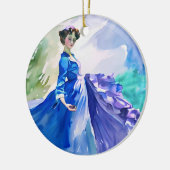 Lady in Blue Dress - Aquarellmalerei Keramik Ornament (Links)