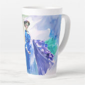 Lady in Blue Dress - Aquarellmalerei Milchtasse (Rechte Ecke)