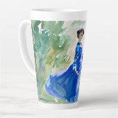 Lady in Blue Dress - Aquarellmalerei Milchtasse (Linke Ecke)