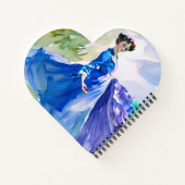 Lady in Blue Dress - Aquarellmalerei Notizblock (Rückseite)