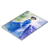 Lady in Blue Dress - Aquarellmalerei Notizblock (Linke Seite)
