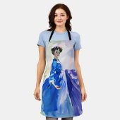 Lady in Blue Dress - Aquarellmalerei Schürze (Getragen)