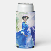 Lady in Blue Dress - Aquarellmalerei Selters Dosenkühler (Seltzer Vorderseite)