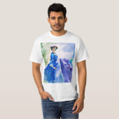 Lady in Blue Dress - Aquarellmalerei T-Shirt (Vorne ganz)