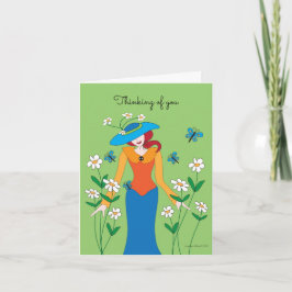 Lady in Blue Hat Note Card Karte