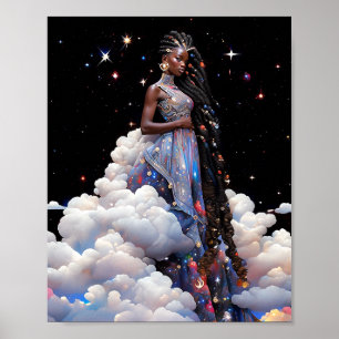 Lady in Clouds African American Art Poster