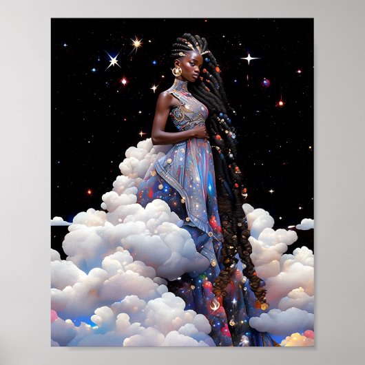 Lady in Clouds African American Art Poster (Vorne)
