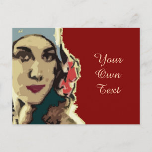 Lady in den 1920er Jahren in einem blauen Hut Pop Postkarte
