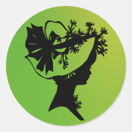 Lady in einem Bonnet 20 Green AH2010 Runder Aufkleber