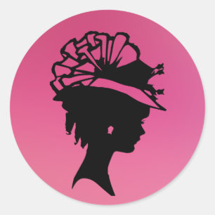 Lady in einem Bonnet 7 Pink Ice AH2010 Runder Aufkleber
