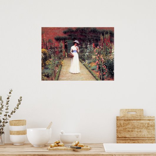 Lady in einem Garden Poster (Küche)