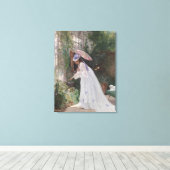 Lady in einem Garten Kümmerte für ihre Blume mit L Leinwanddruck (Insitu (Holzboden))