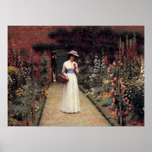 Lady in einem Garten Poster (Vorne)